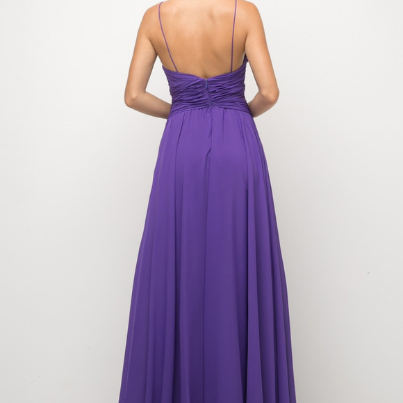 NEW Purple Sleeveless Bridesmaid Long Dress CD295 - Picture 2 of 3
